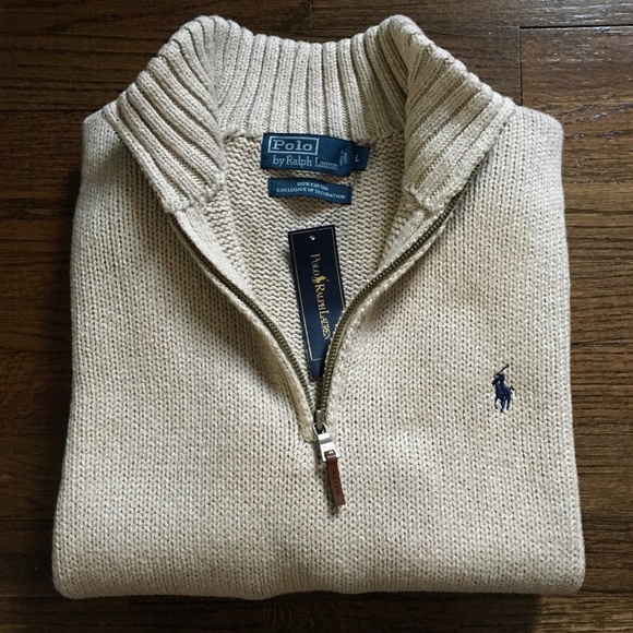 polo ralph lauren half zip cotton knit jumper
